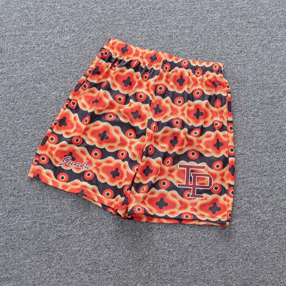 Inaka Power Print Elastic Waist Shorts in Orange